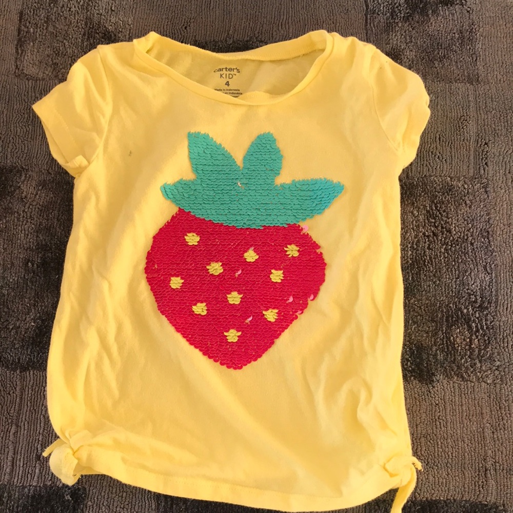 Yellow strawberry sequin Tshirt